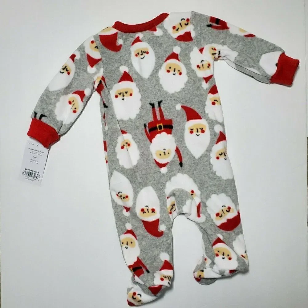 ‎Carters Santa Christmas Newborn Baby Footed Pajamas NWT